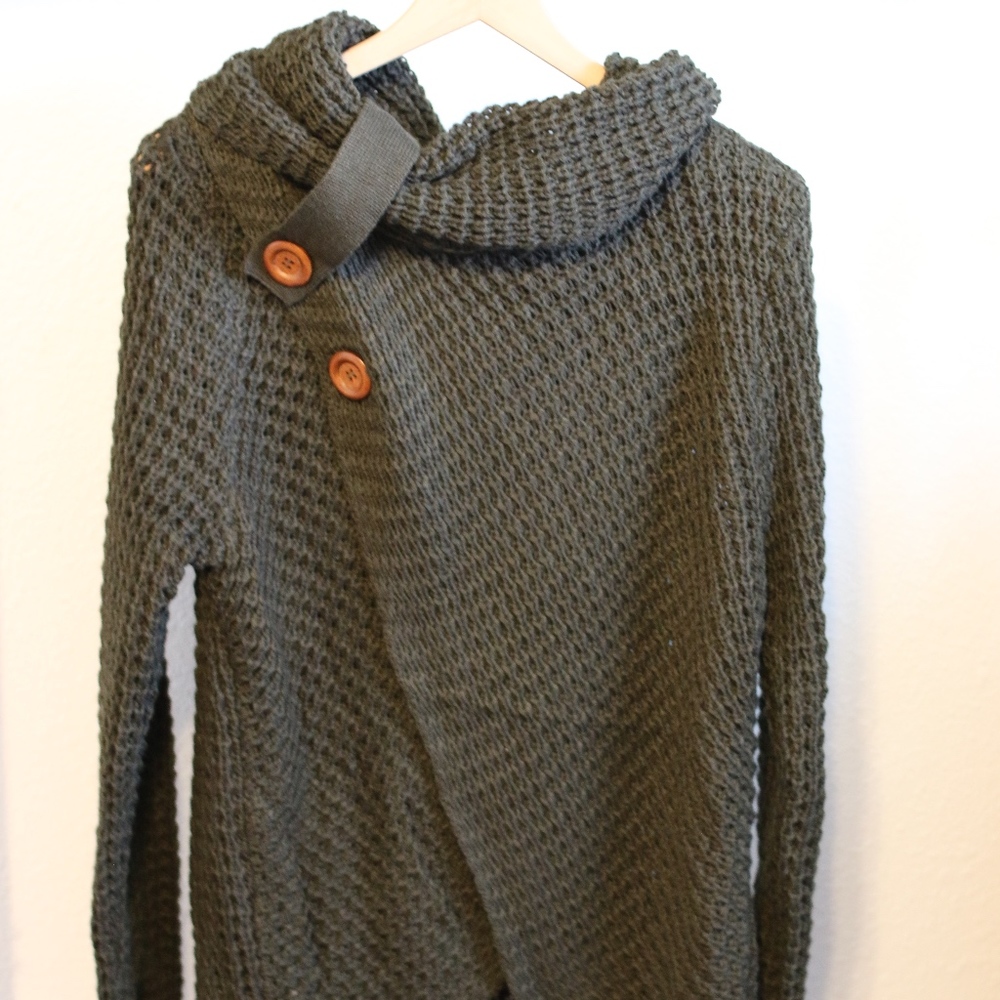 Cowl Neck Button Sweater